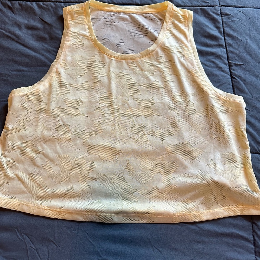 Zyia Yellow Camo Sleeveless Crop Tank Top